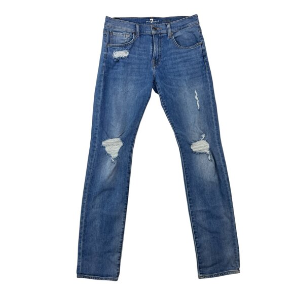 7 For All Mankind Paxtyn Men's Distressed Skinny Jeans Size 30 - Picture 1 of 10